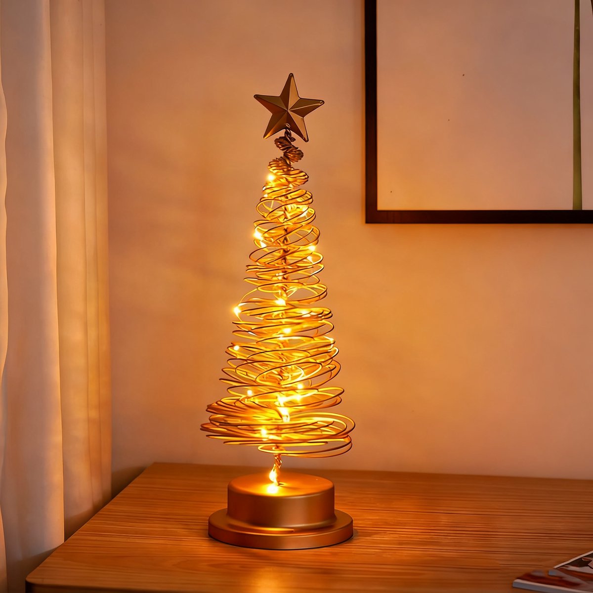 Mini-weihnachtsbaum - 12 X 12 X 33 Cm - Dekorative Beleuchtung Fürs Schlafzimmer - Kleine Tischleuchte In Form Eines Weihnachtsbaums Mit Beleuchtung - Stimmungsbeleuchtung Für Den Innenbereich