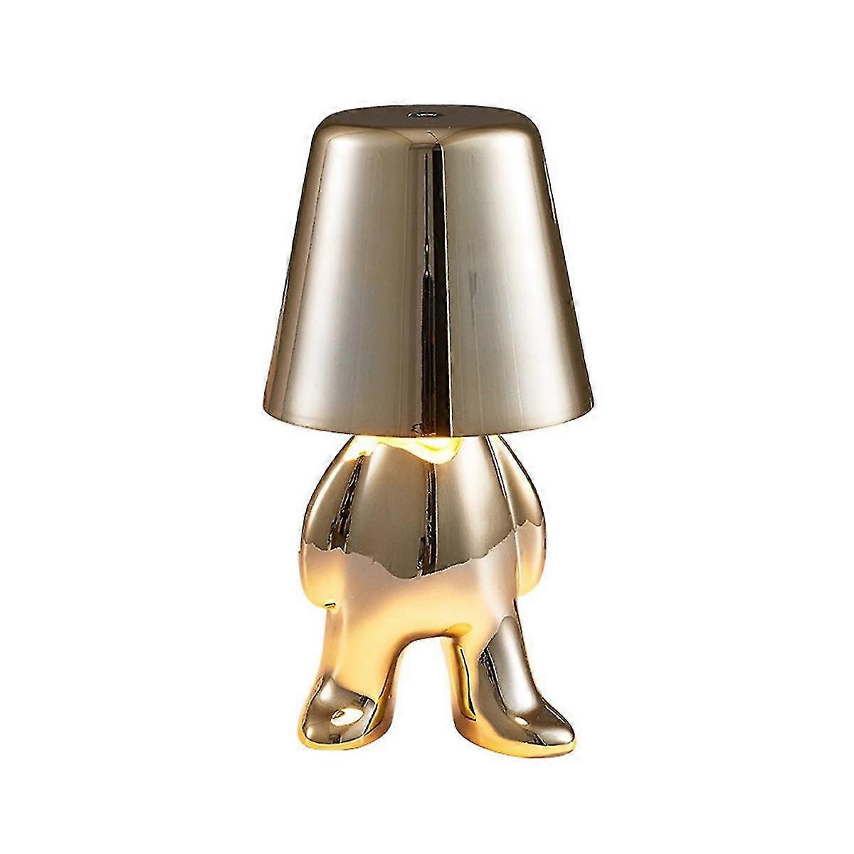 Kleine Goldene Menschen-tischlampe, Touch-schalter, Verstellbares Led-nachtlicht, Schlafzimmer, Büro, Dekorativ, R