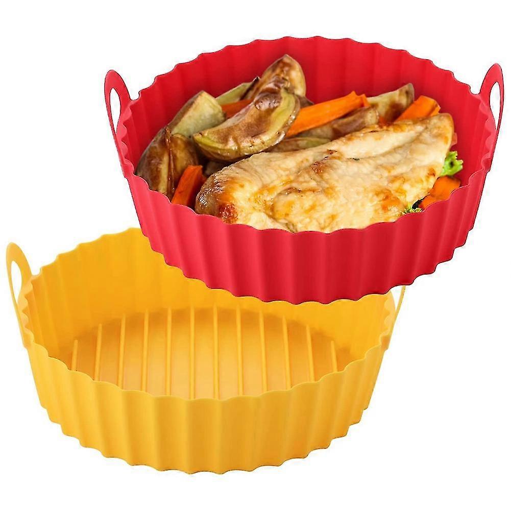 Silikon-fritteuseneinlagen, 2 Stück, 21,6 Cm, Für 5–8 Qt Wiederverwendbarer Fritteusentopf, Runde Silikon-fritteuse, Back-t