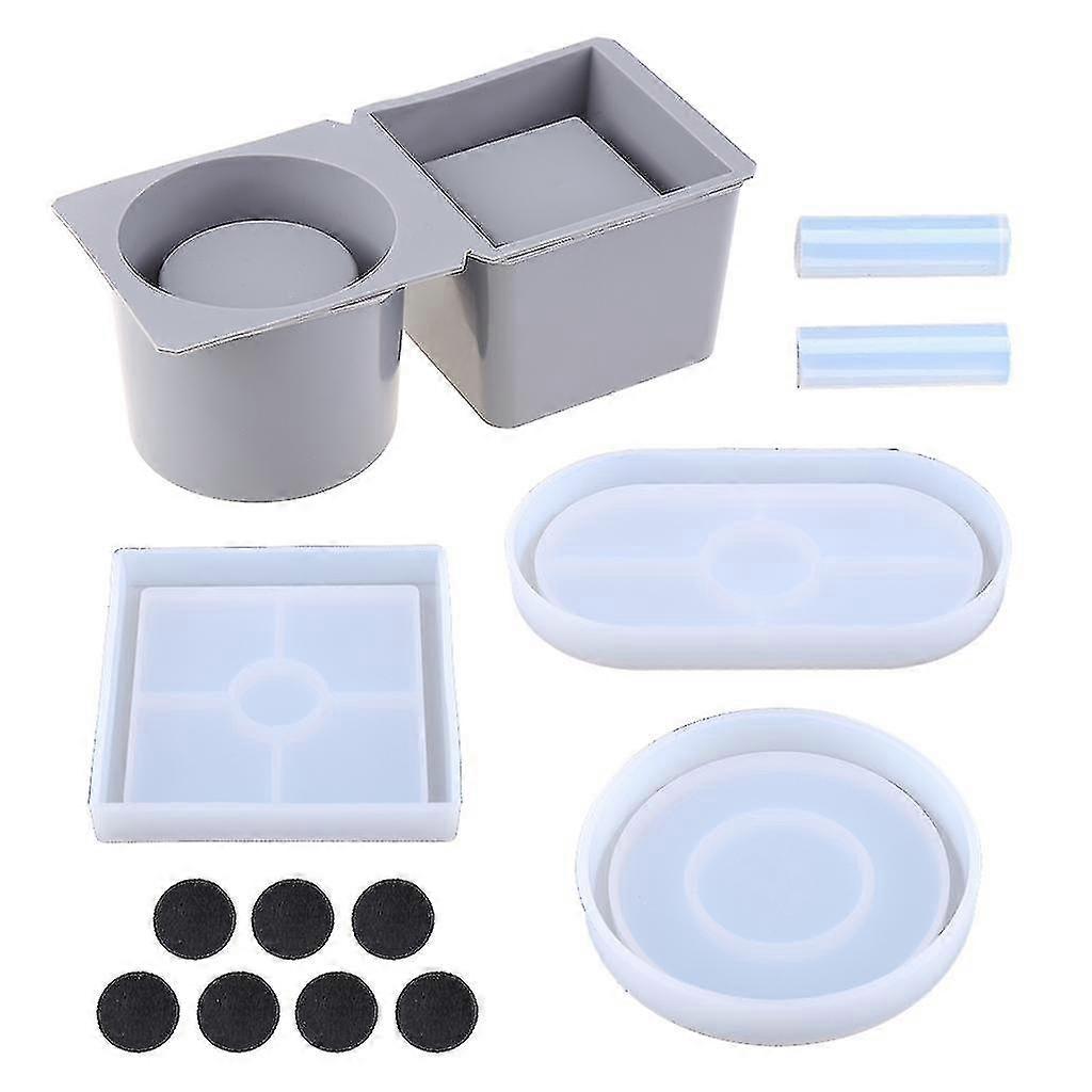 Quadratische Runde Beton-blumentopf-tablett-silikonform Für Pflanzgefäß, Epoxidharz-form, Diy-handwerk, Gusswerkzeuge-fg