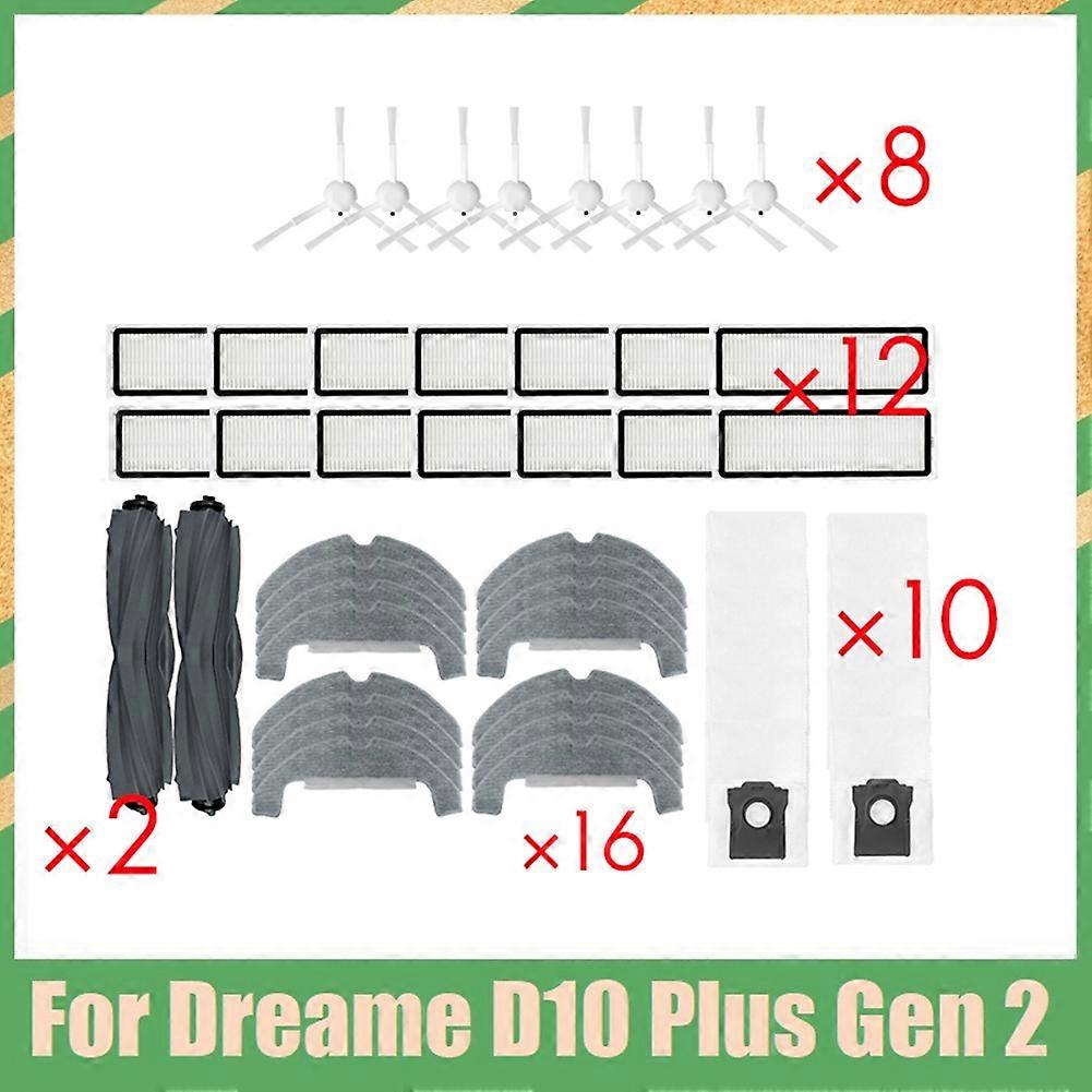 Für Dreame D10 Plus Gen 2 Rld32gd Ersatzteile Zubehör Gummibürste Seitenbürste Hepa-filtertuch Staubbeutel