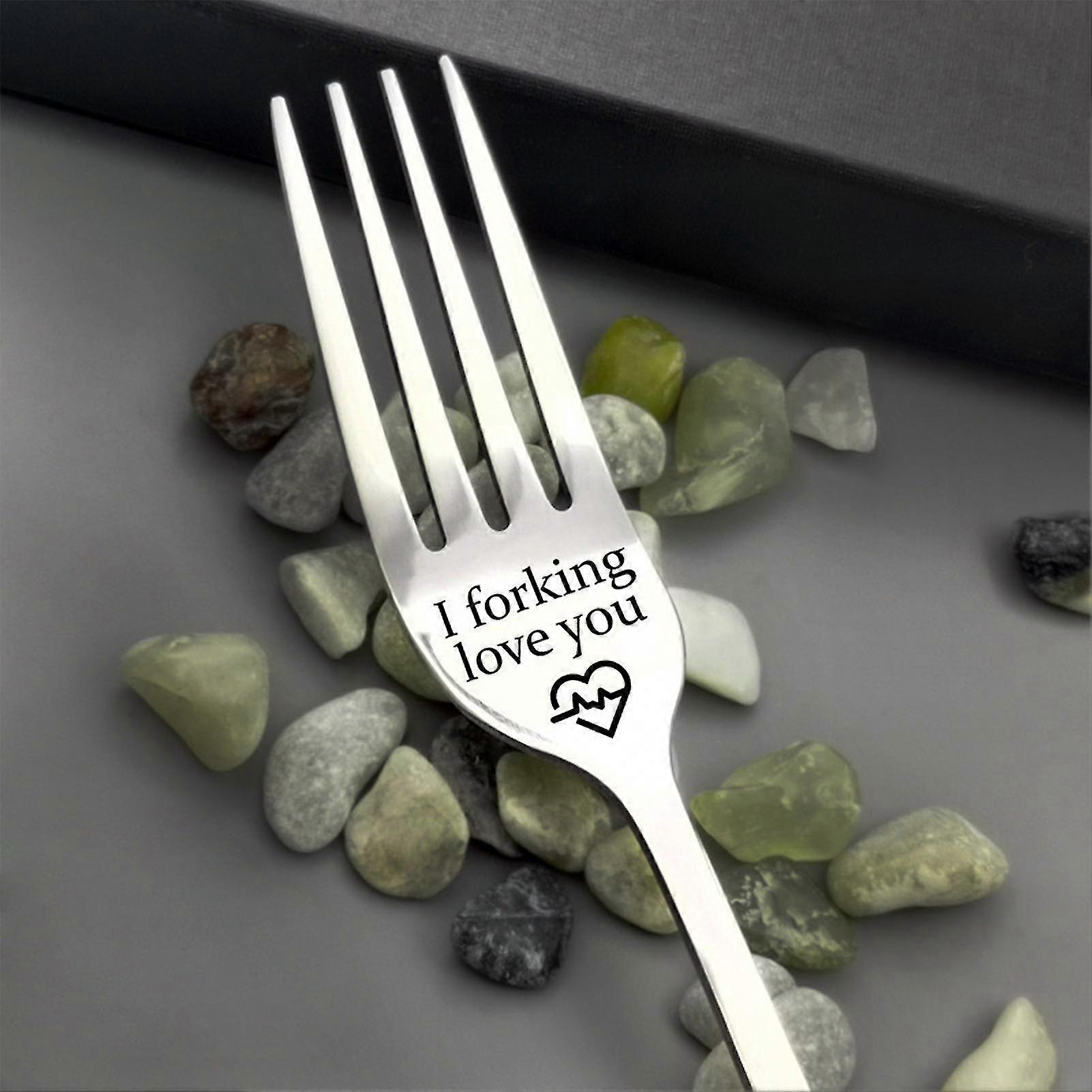 Edelstahlgabel Mit Gravur „i Forking Love You“, Silberne Gabeln Für Männer, Frauen, Freund, Freundin
