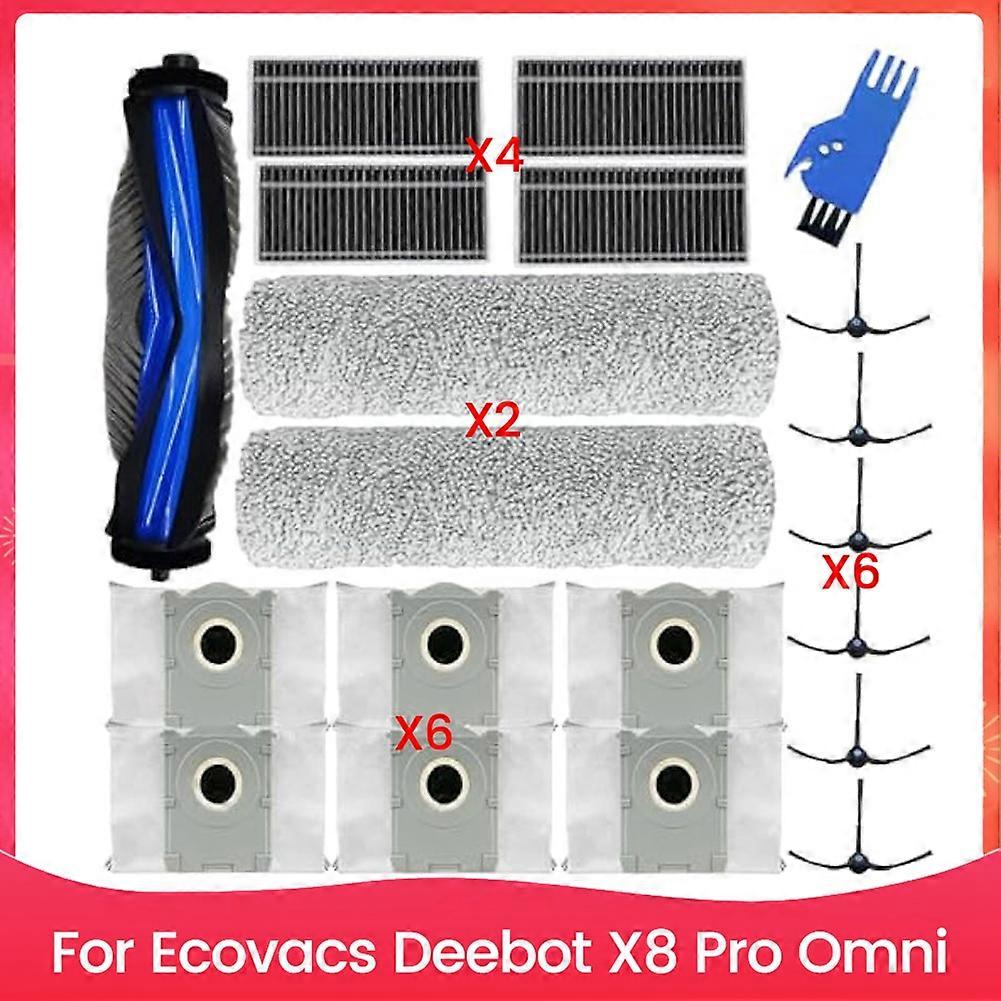 Für Ecovacs Deebot X8 Pro Omni Roboterstaubsauger: 1 Hauptbürste, 2 Reinigungswalzen, 4 Hepa-filter, 6 Staubbeutel, 6 Seitenbürsten