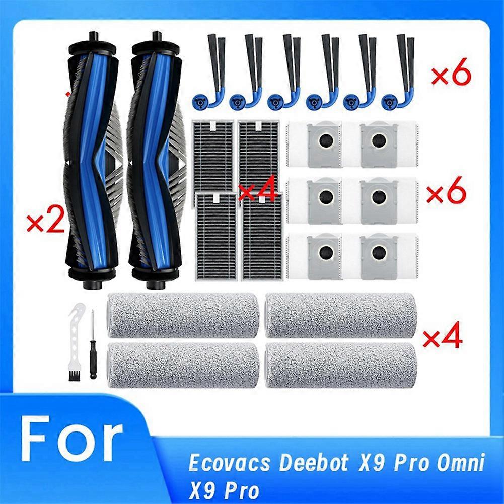 Packung Mit 24 Teilen Für Ecovacs Deebot X9 Pro Omni X9 Pro Roboterstaubsauger: Hauptbürste, Filter Und Staubbeutel.