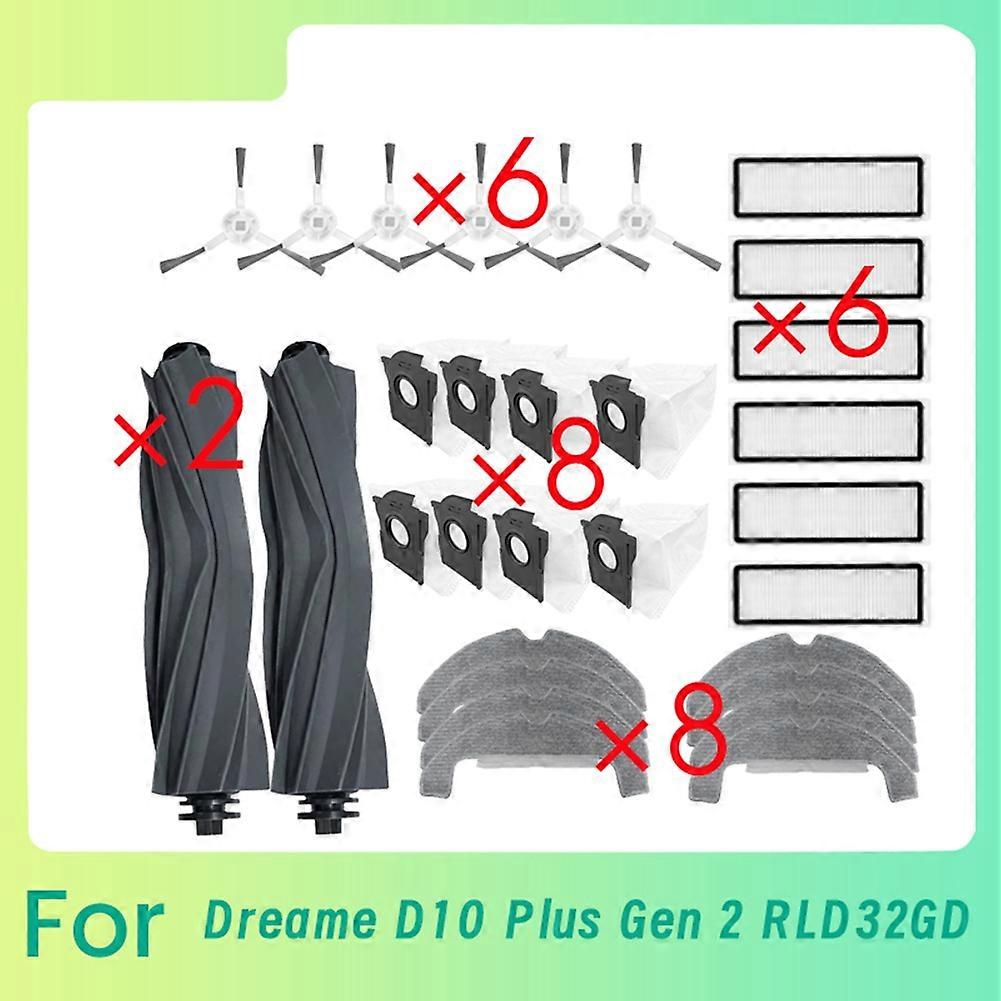 30 Stück Für Dreame D10 Plus Gen 2 Rld32gd Kehrroboter-reiniger-teile, Ersatz, Hauptseitenbürste, Moppfilter