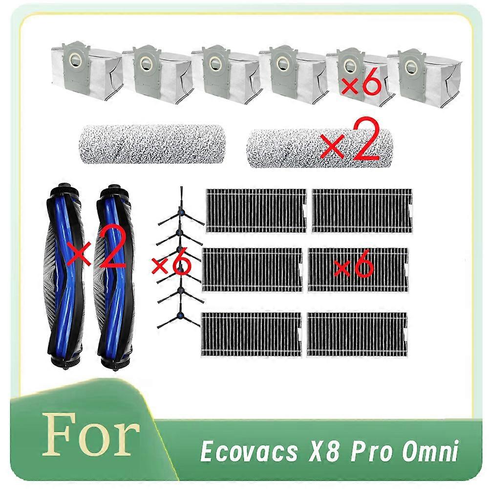 22-teilige Packung Für Ecovacs X8 Pro Omni Roboter-staubsauger: Seitenbürste, Rolle, Hepa-filter, Reinigungstuch, Staubbeutel, Robustes Zubehör
