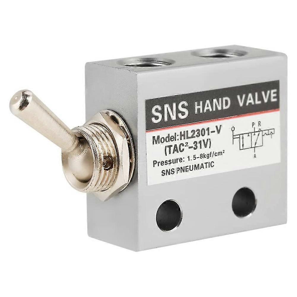 Sns Pneumatischer Kippschalter Mit 3 Positionen Und 2 Anschlüssen, G1/8, Pneumatisches Mechanisches Ventil, Hl2301, Druck 0–8 Kgf/cm