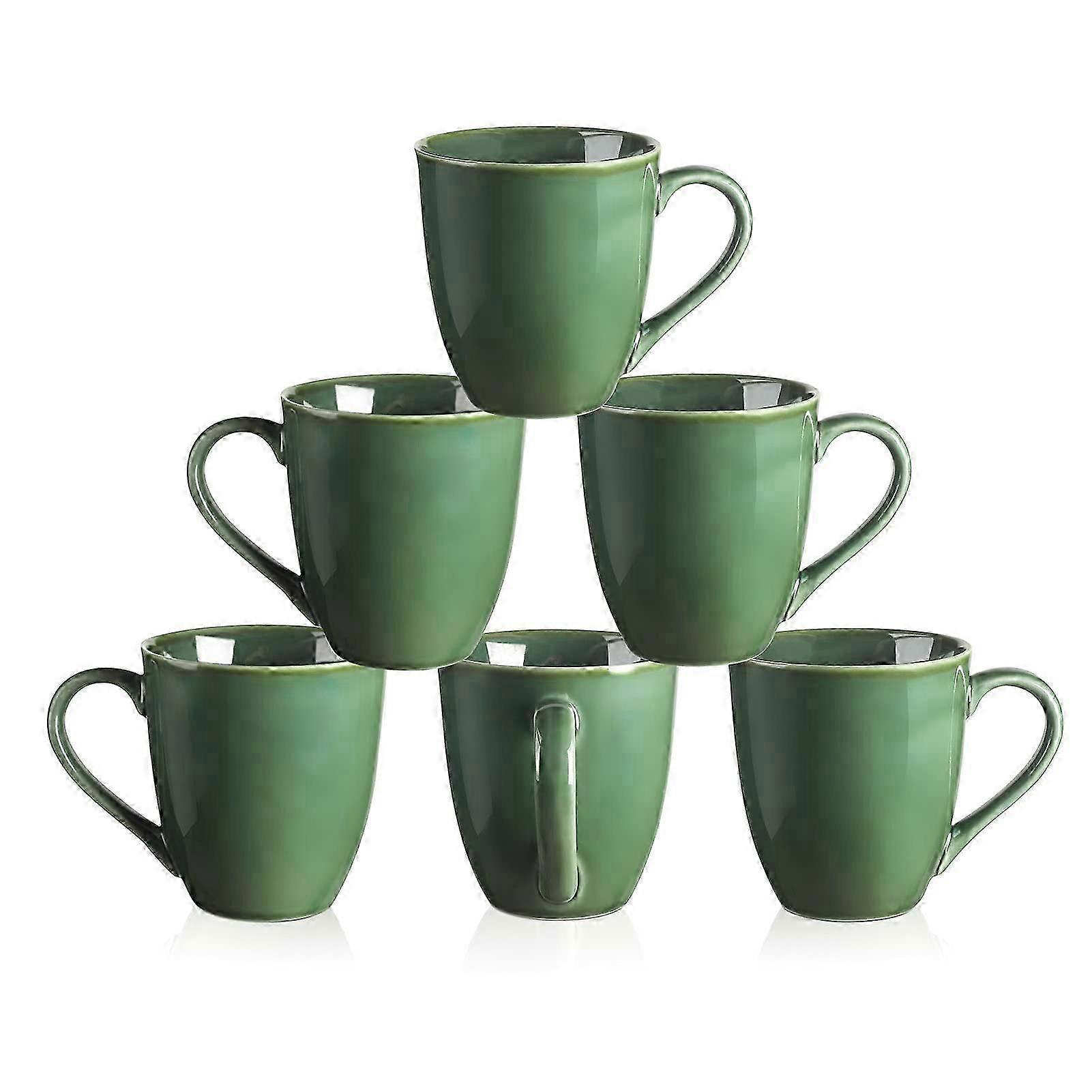 Keramikbecher 6er-set, 12 Oz, Glasiert, Grün