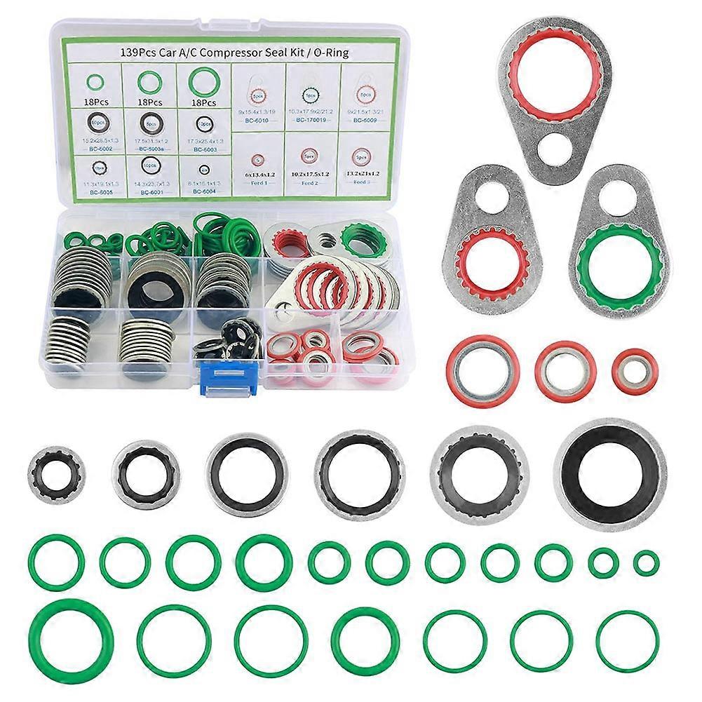 Ac-o-ring-set Mit 30 Größen, A/co-dichtungssortiment Mit 54 Gummidichtungen Und 85 Abstandshaltern Für Bessere Abdichtung.