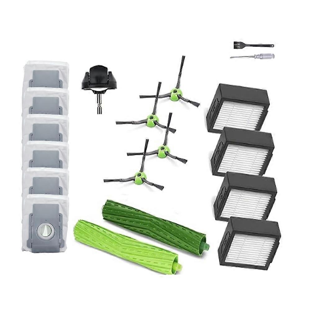19-teilige Ersatzteile Für Irobot Roomba J7(7150)+roboter, 2 Sets Rollenbürsten, 8 Filter, 8 Seitenbürsten, 6 Staubbeutel Usw