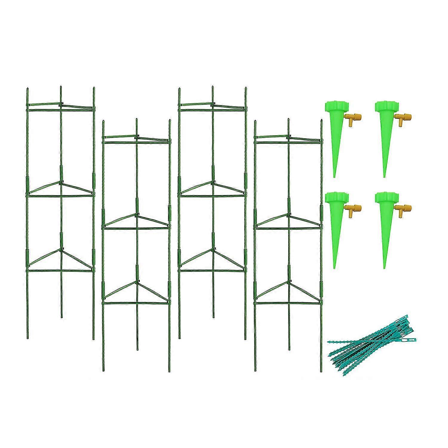 4er-pack Tomatenkäfige, Gartenpflanzenstütze Mit 4 Tropfbewässerungsgeräten Und 50 Kabelbindern, Für Kletterpflanzen
