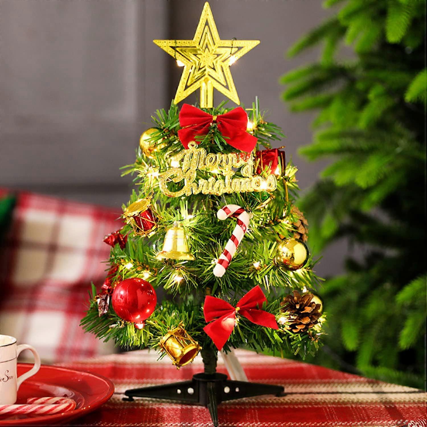 Tisch-weihnachtsbaum, 30 Cm, Künstliche Mini-weihnachtsbäume Mit Led-lichterketten, Ornamente, Miniatur-desktop-bäume, Mini-tannenbaum Für Weihnachtsdekorationen