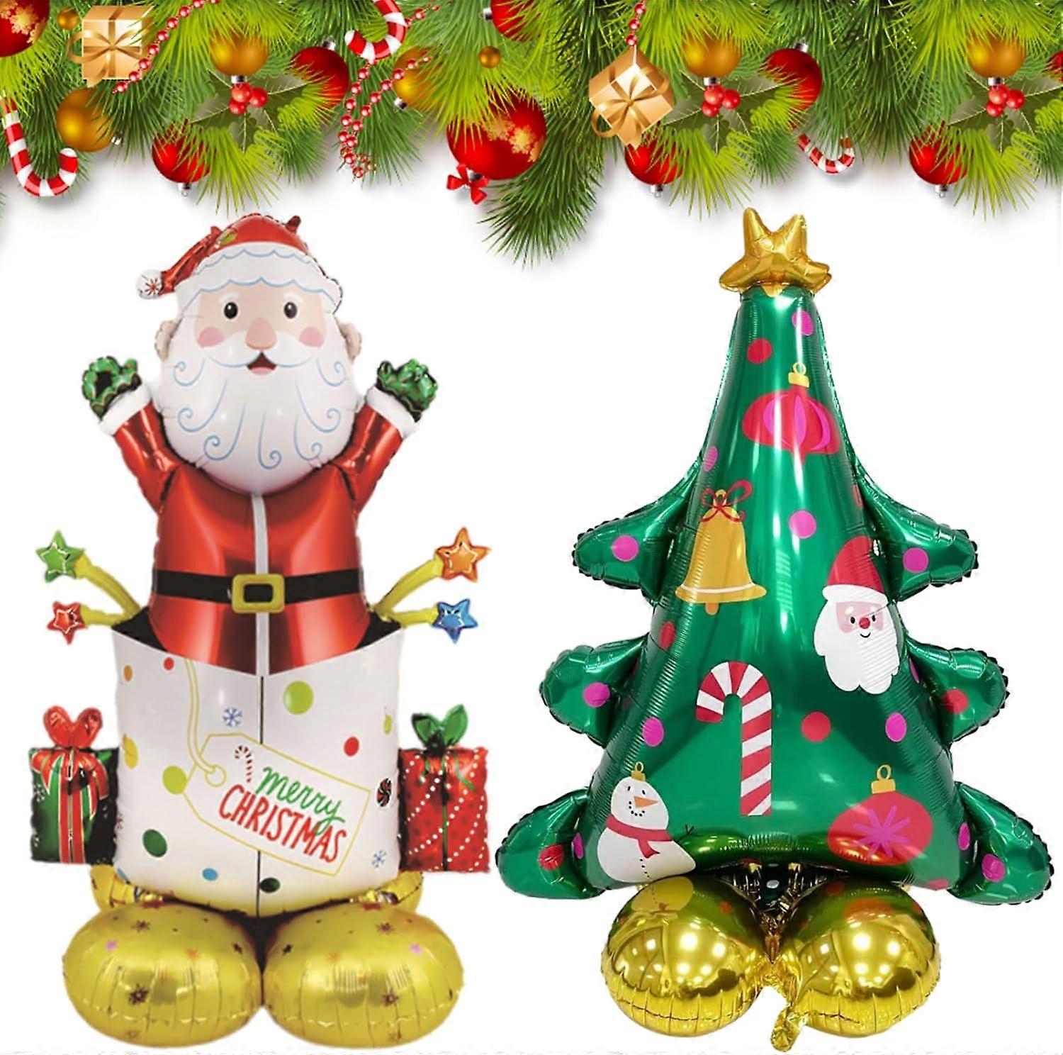 4 Fuß 2-teiliger Wasserdichter Aufblasbarer Weihnachtsbaum Mit Weihnachtsmann, Dekorationen Für Hof, Garten, Drinnen Und Draußen, Weihnachts-schlauchboote