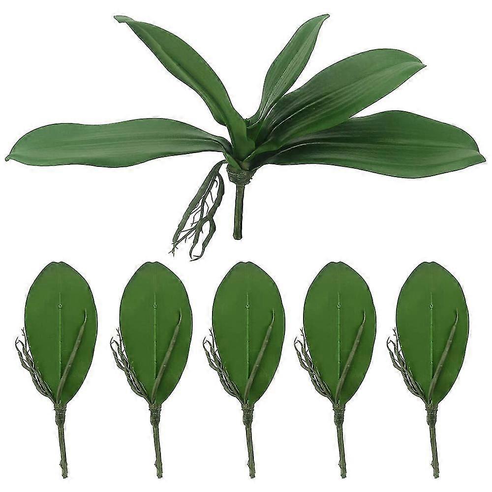 Künstliche Grüne Orchideenblatt-simulation, Echte Latex-kontakt-grünpflanze Für Blumen Gar