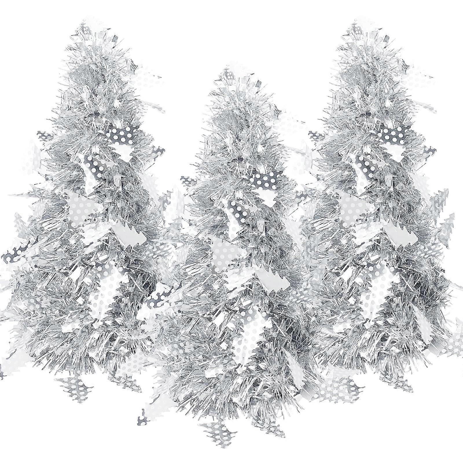Mini-weihnachtsbaum, Kleiner Weihnachtsbaum, Künstlicher Glitzer-pailletten-desktop-dekorationsbaum Für Zuhause Und Büro (3er-pack) (silber)