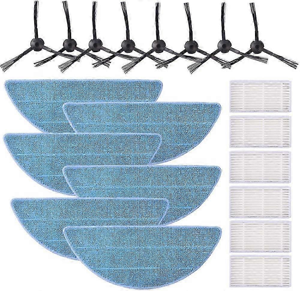 Hepa-filter-set Für Zaco V5s Pro, Zaco V5x, Ilife V5s V5 V3s V3 Pro, Seitenbürsten Und Wipe6-filter, 6 Tücher Und 8 Seitenbürsten