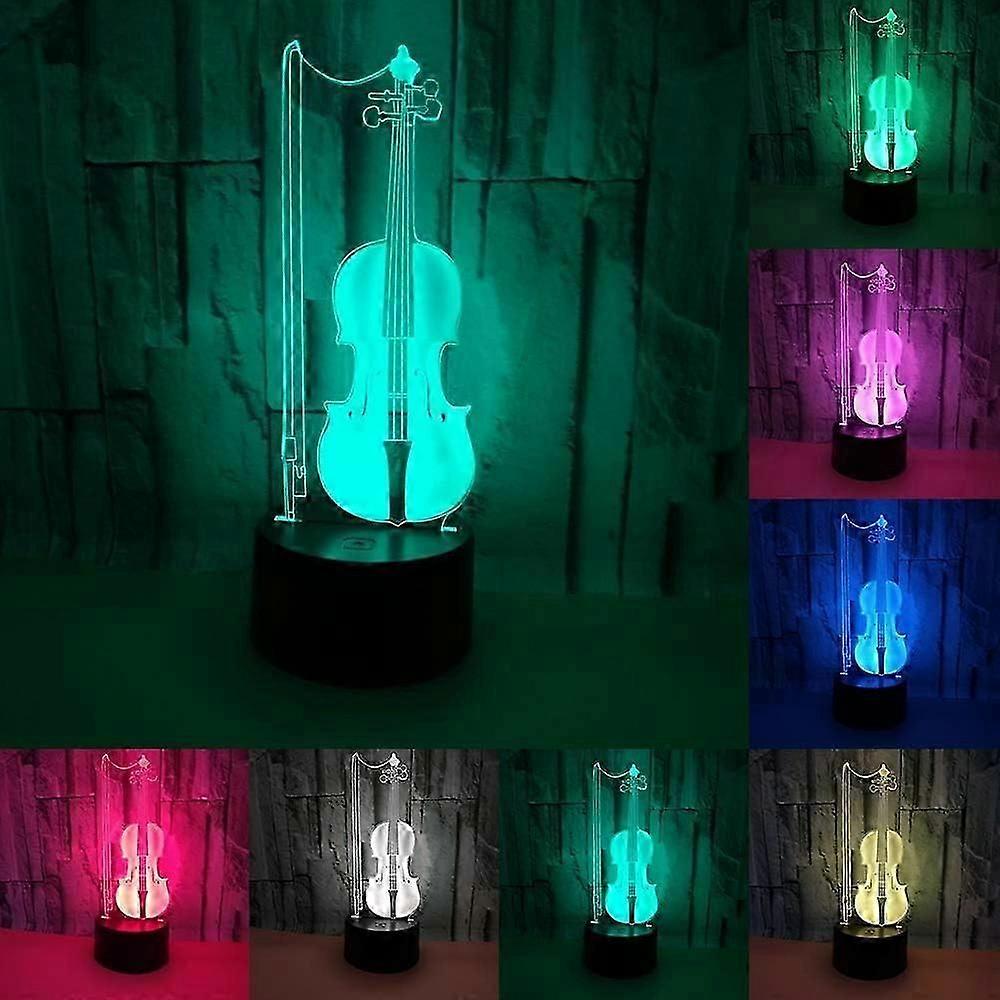 Cello 3d Led Visuelles Nachtlicht 7 Bunte Wechselnde Home-office-dekorationslampe Kreative Schlafbeleuchtung Musiker Geburtstagsgeschenke Weihnachtsgeschenke