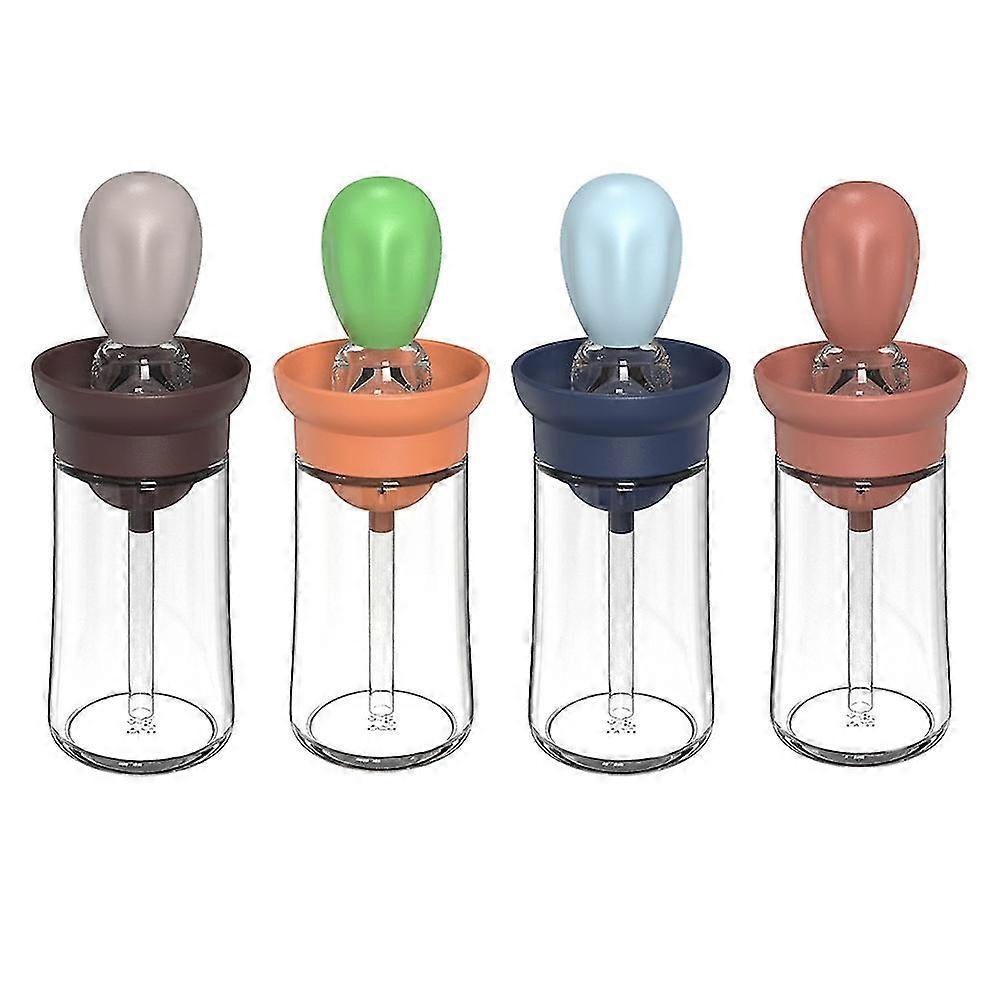 4er-pack Glas-olivenöl-spenderflaschen Mit Silikonbürste 2 In 1, Silikon-tropfer Zum Messen Des Öls