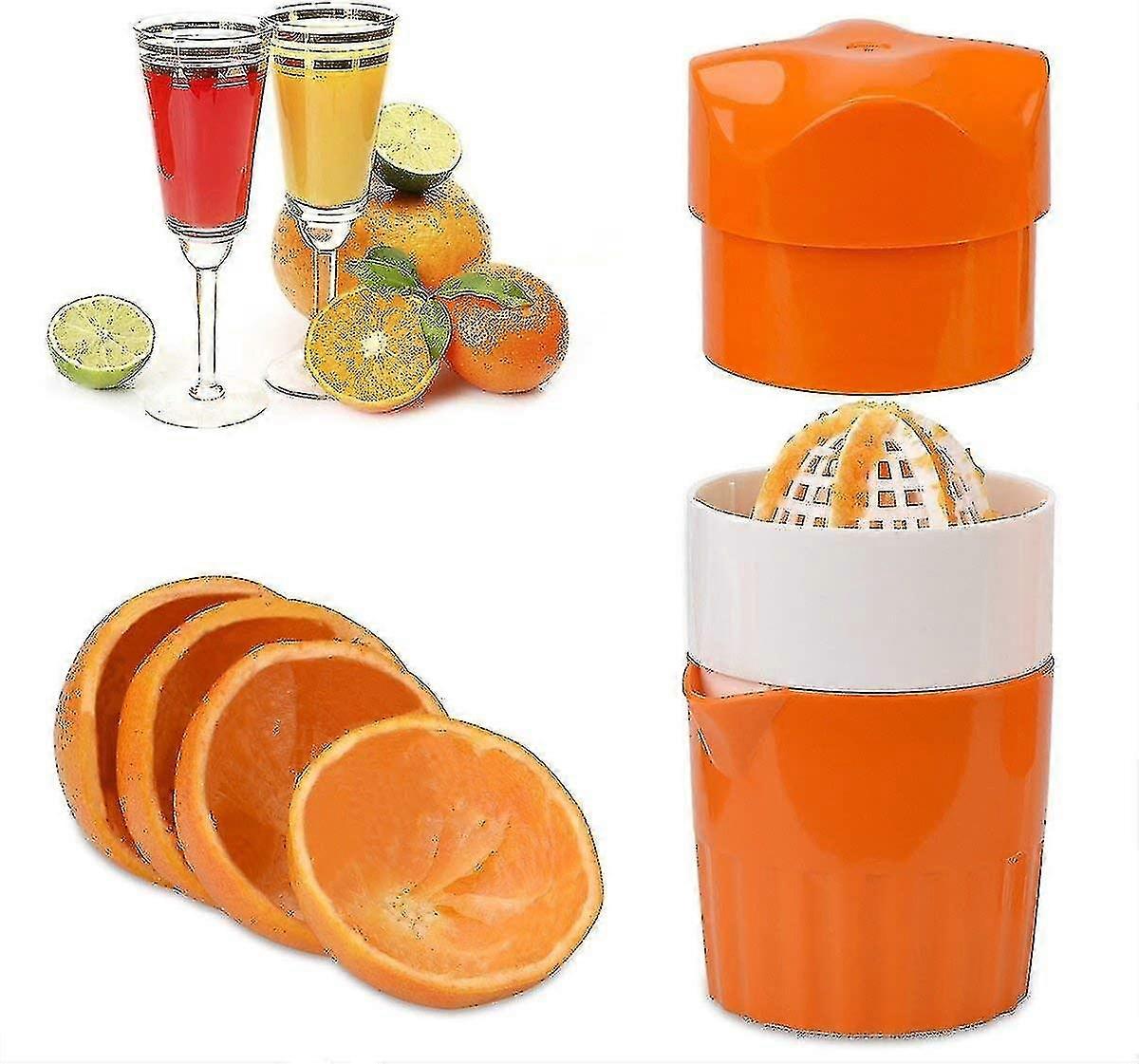 Orangen-zitruspresse, Manueller Entsafter, Manuelle Zitruspresse, Orangen-zitruspresse Mit Sieb Und Behälter Für Zitronen, Orangen, Limetten, Mandarinen (orange)