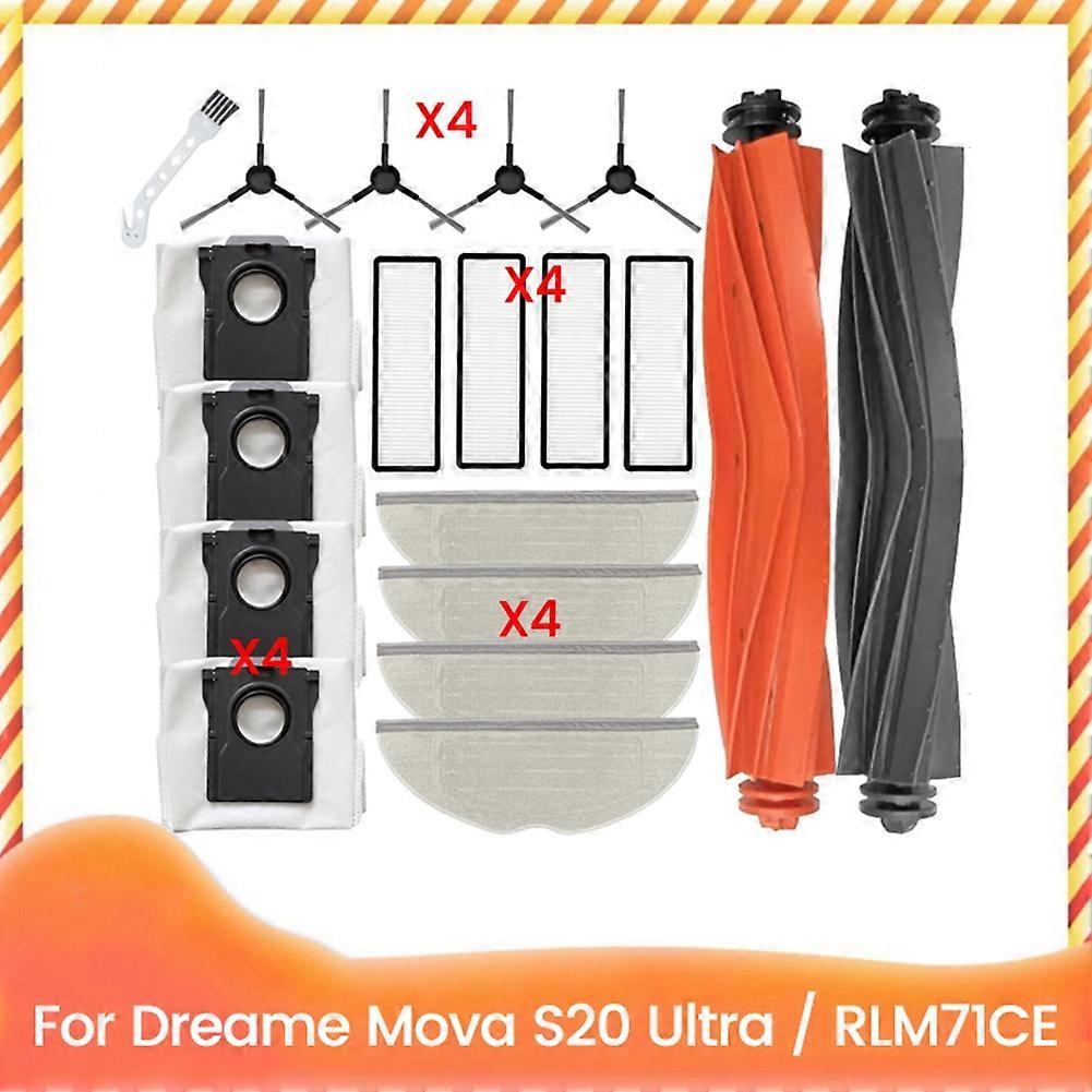 19 Zubehörteile Für Den Staubsauger Dreame Mova S20 Ultra/rlm71ce: Hauptseitenbürsten, Reinigungstücher, Filter Und Staubbeutel.