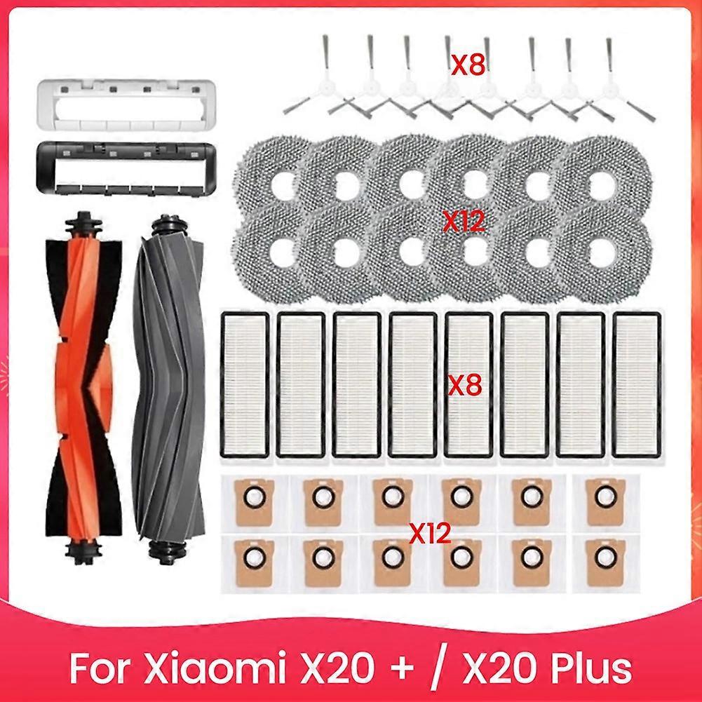 44-teiliges Set Inklusive Bürste, Filter, Staubbeutel, Tuch Und Hauptbürstenabdeckung, Kompatibel Mit Xiaomi X20+ X20 Plus Staubsauger.ersatzteile