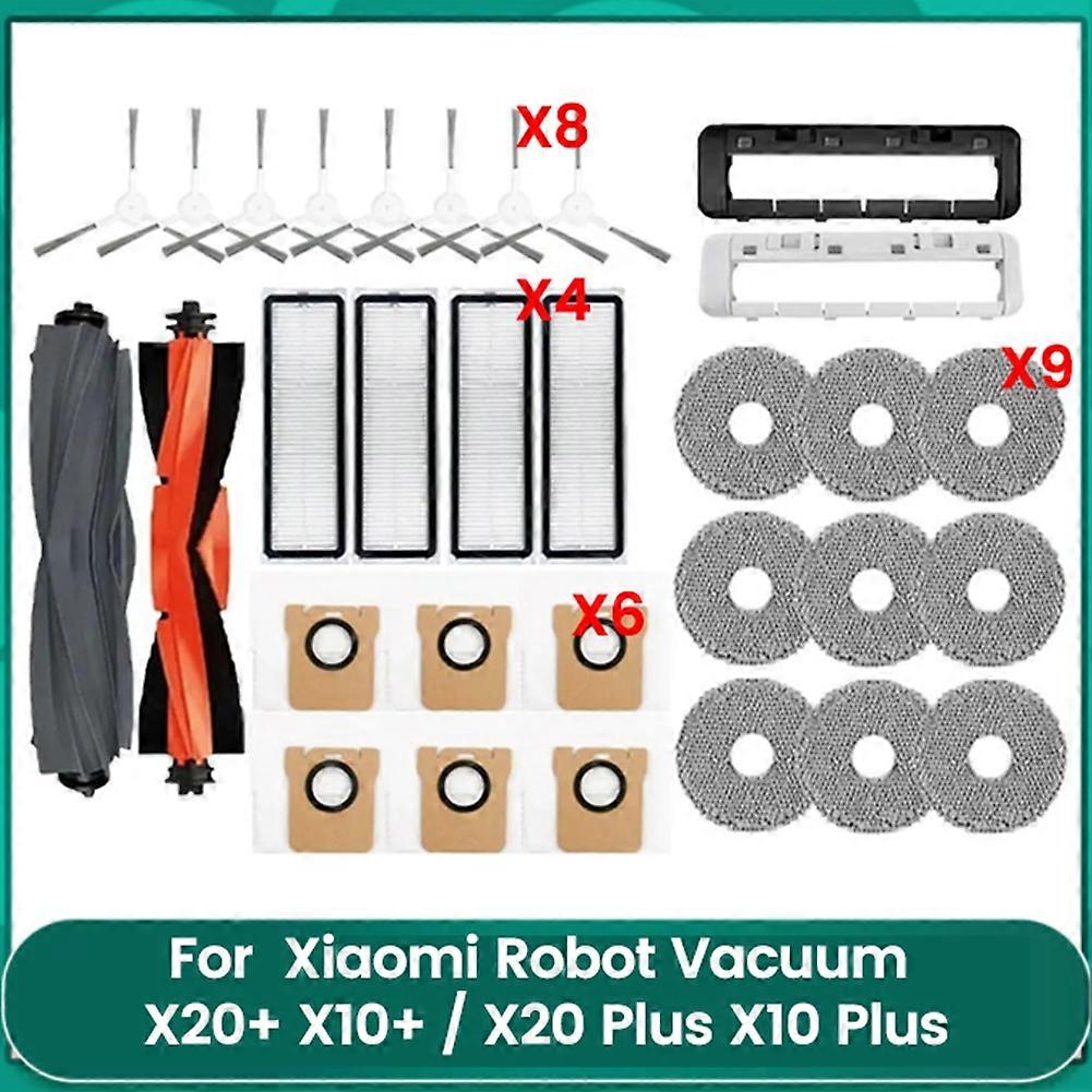 31 Zubehörteile, Die Mit Dem Roboterstaubsauger Xiaomi X20+ X10+ / X20 Plus / X10 Plus Kompatibel Sind: Hauptbürste, Reinigungstuch, Staubbeutel Und Filter.