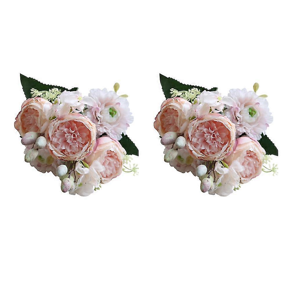 2 Stück Künstlicher Gefälschter Hortensien-pfingstrosen-blumenstrauß, Mittelstücke Hochzeitssträuße Für Party Ho