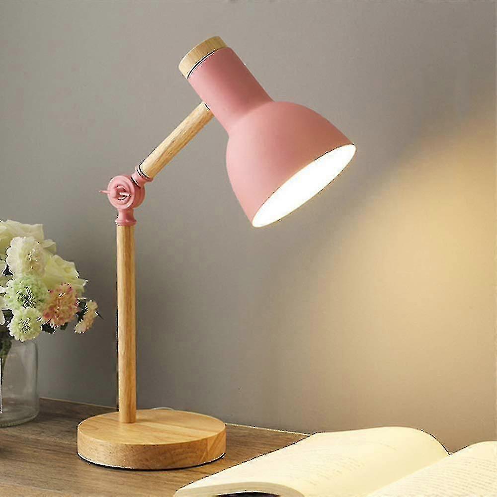 Nordische Tischlampe, Schlafzimmer-nachttischlampe, Kinder-leselampe, Verstellbare Schreibtischlampe, Led-nachtlicht Für Arbeitszimmer (rosa)