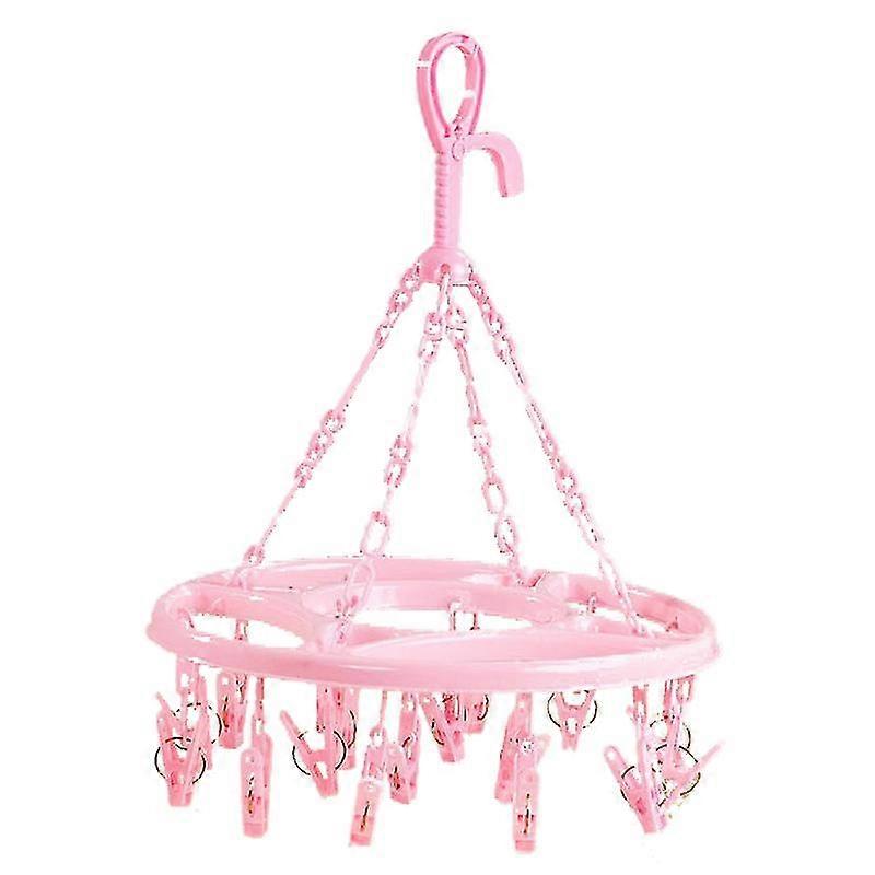Hängender Wäschetrockner, 18 Clips, Pin, Wäsche, Kleiderbügel, Unterwäsche, Socken, Faltbar, Neu (rosa)