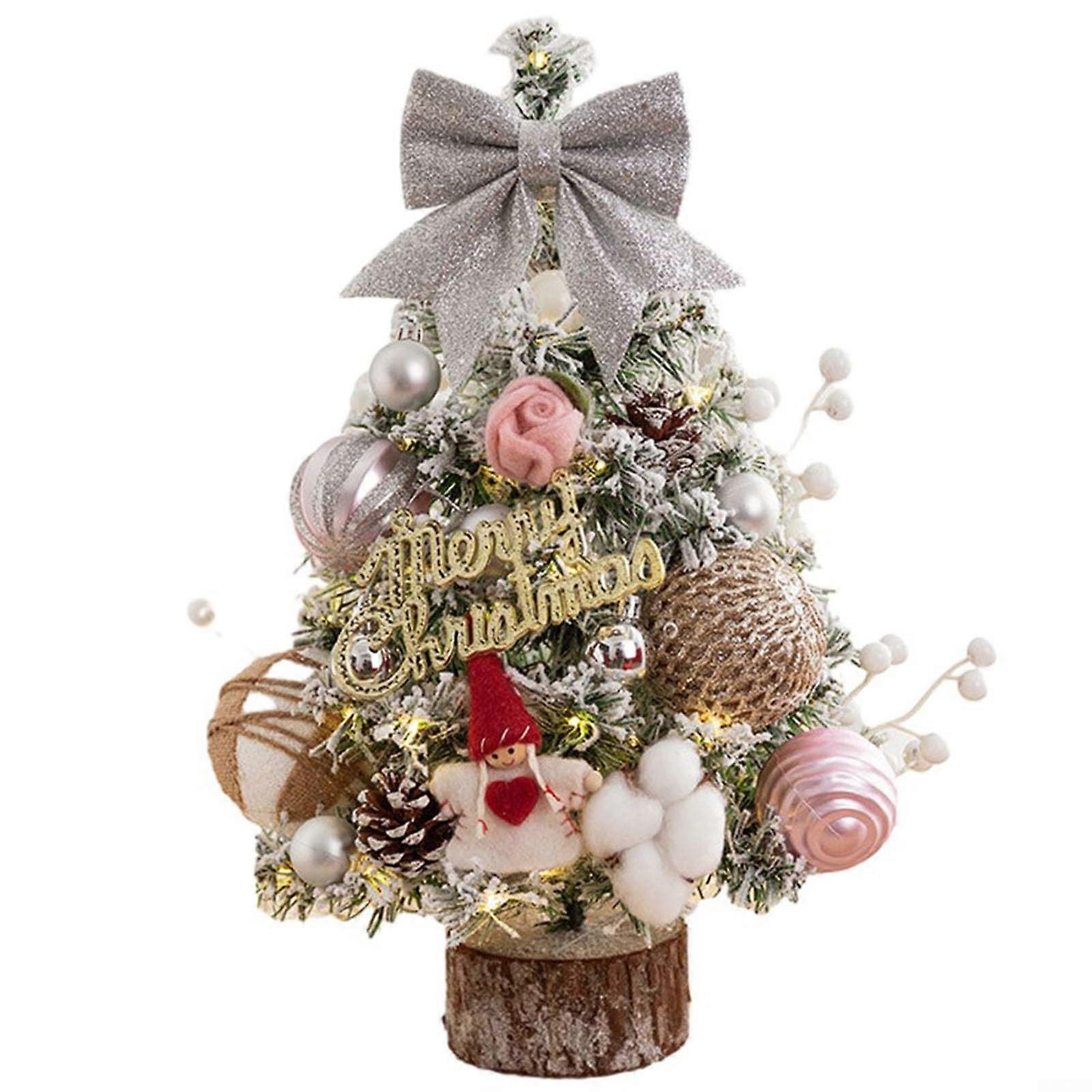 Mini-desktop-weihnachtsbaum, 45 Cm, Mini-kleiner Desktop-weihnachtsbaum Mit Led-licht Für Zuhause, Urlaub, Party, Diy-dekoration (rosa)