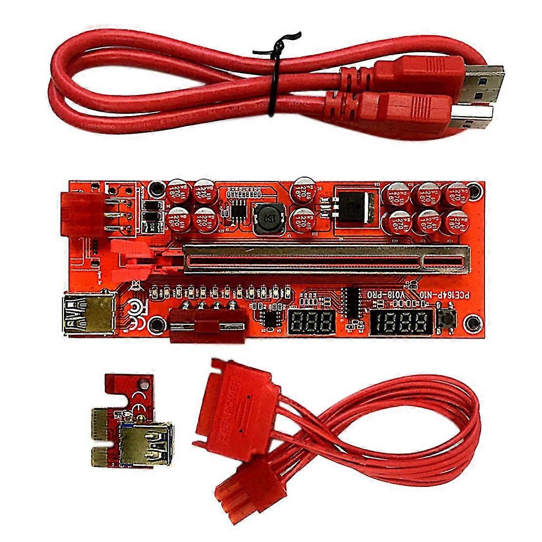 1 Stück Ver018 Pro Pcie 1x Bis 16x Grafik-verlängerungskabel Riser-karte Mit Led-temperatur/spannung Di