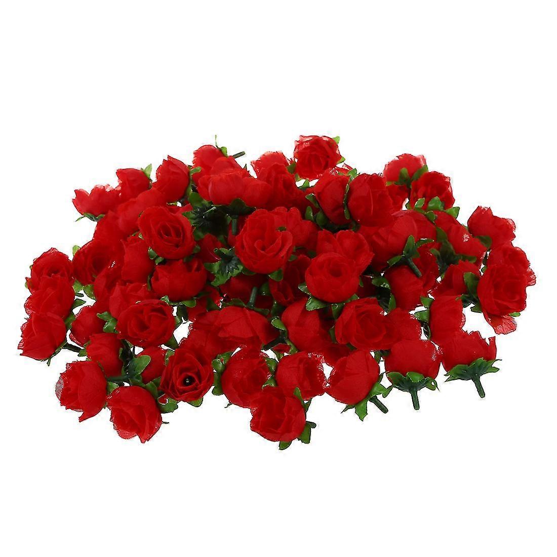 100 X Künstliche Blumenkopf-rosen, Deko-rosetten, Diy, Hochzeit, Party, Taufe, Rot