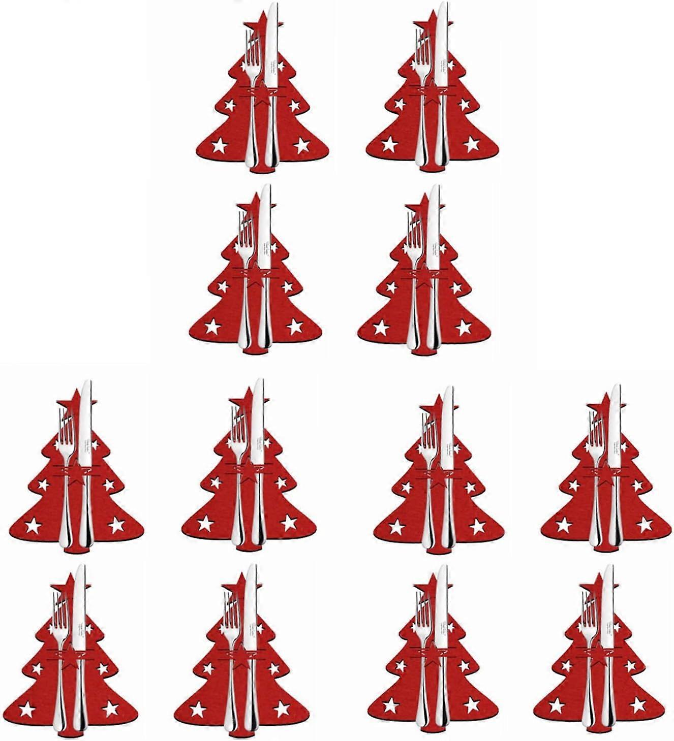 Weihnachtsbaumbesteckhalter 12er-set, Weihnachtsbestecktaschen, Weihnachtliche Tischdekoration, Dekorative Weihnachtsbestecktaschen