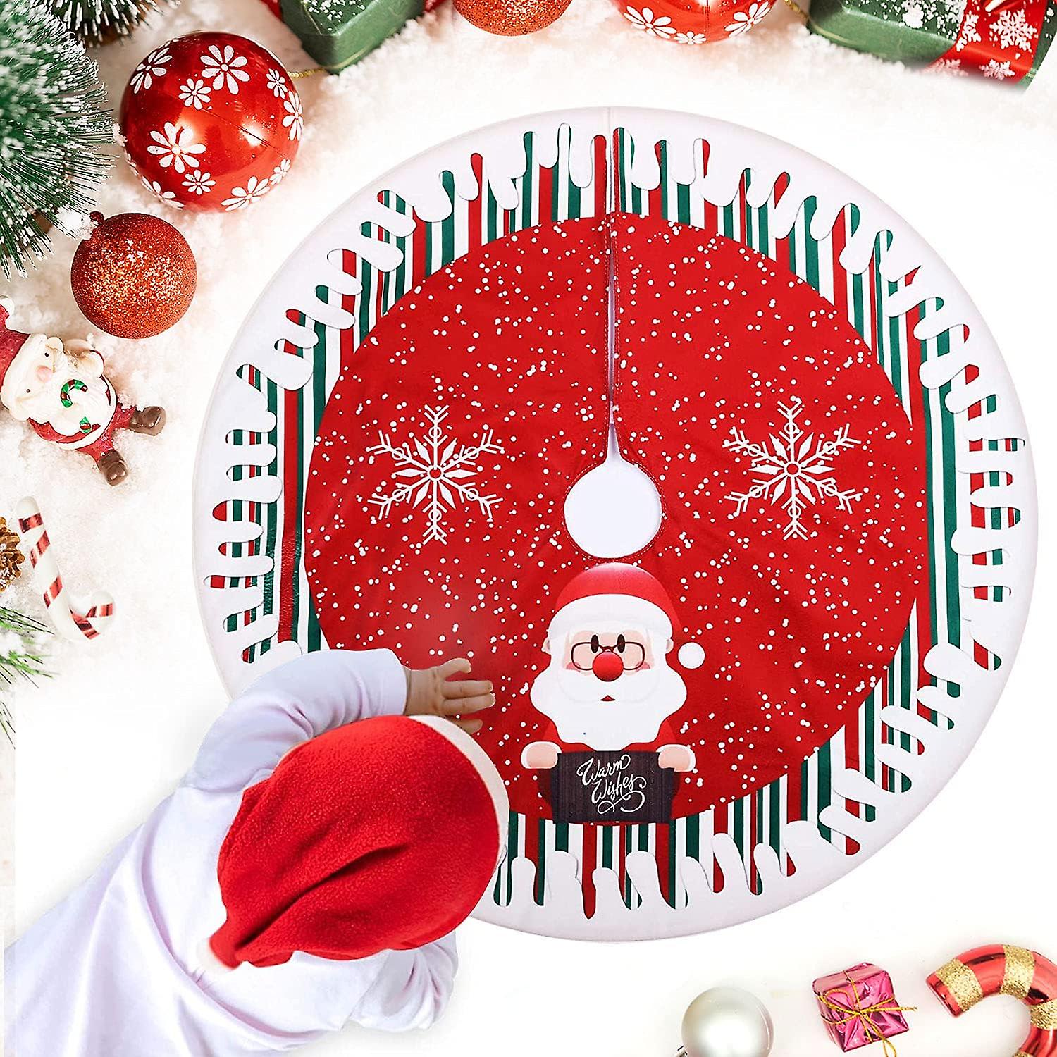 80 Cm Weihnachtsbaumrock, Rote Weihnachtsbaummatte, Weihnachtsmann-muster, Weihnachtsmann-topper, Baumrock Für Dekorationen (aaa)