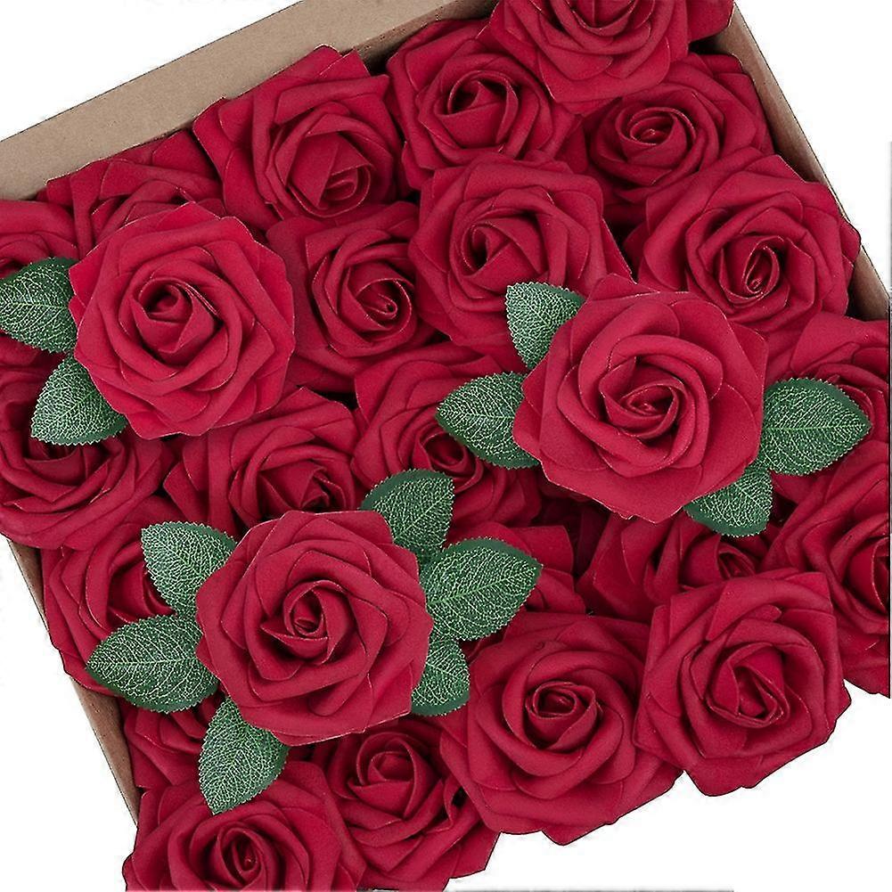 Rote Rosen, Künstliche Blumen, Fühlen Sich Echt An, Schaumstoff-kunstrosen In Großen Mengen Mit Stiel, Zum Selbermachen Für Hochzeitsmittelstücke