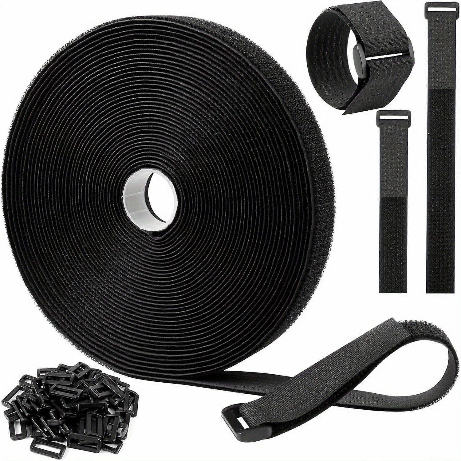 Haken- Und Schlaufenbänder Mit 50 Schlaufen, Verstellbare Kabelbinder, Freigeschnittene, Wiederverwendbare Nylon-sicherheitskabelbinder Für Organizer Oder Aufbewahrung (0,8'' X 32ft)