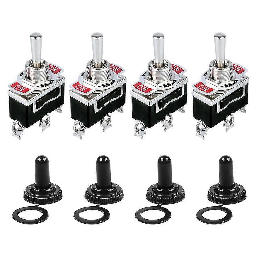 4er-pack Robuster Wippschalter, 3-polig/6-polig, 15 A–250 V, 20 A–125 V, Eisenkonstruktion Mit Kupferkontakten, Schraubmontage, Stiefelkappe, Spst-ein/aus-schalter