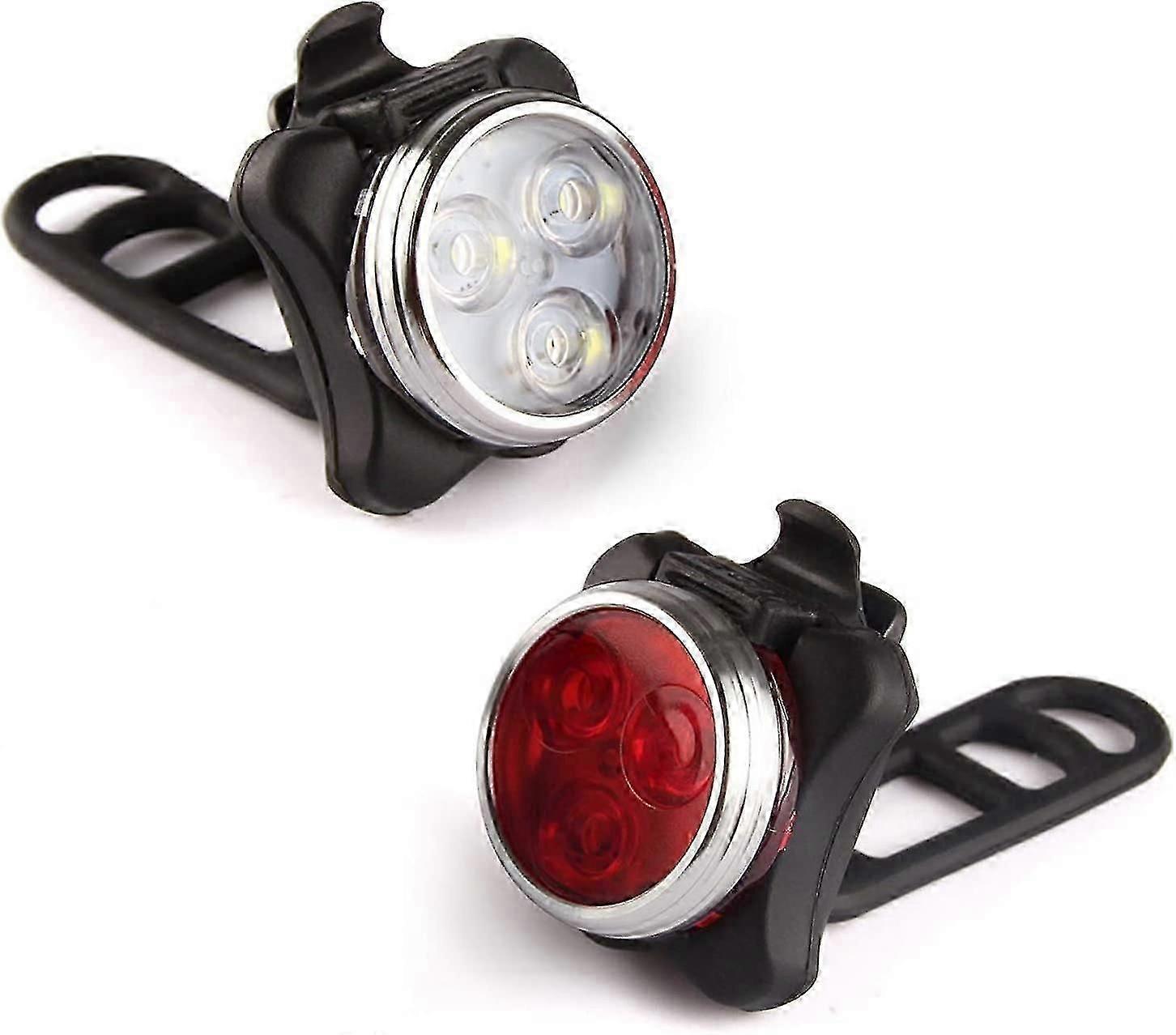 Ascher Usb-wiederaufladbares Fahrradlichtset, Superheller Frontscheinwerfer Und Hinteres Ycle-led-licht, 650-mah-lithiumbatterie, 4 Lichtmodusoptionen (2 Usb-kabel, 80