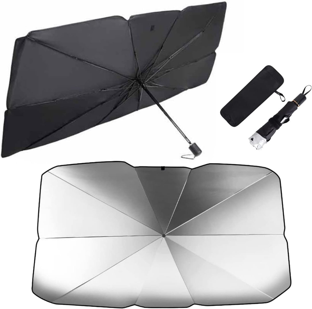 Uv-schutz-sonnenschirm Für Die Windschutzscheibe (größe S) - 125 X 65 Cm - Auto-sonnenschirm - Mit Aufbewahrungstasche - Wärmeisolierung - 360° Drehbar - Für Die Meisten Fahrzeugmodelle