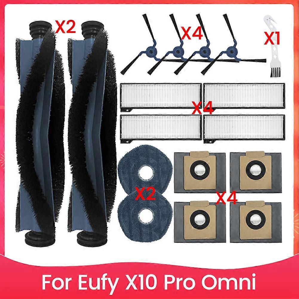 Für Eufy X10 Pro Omni Staubsauger: 4 Staubsaugerbeutel, 2 Reinigungstücher, 2 Hauptbürsten, 4 Kehrbürsten, 4 Hepa-filter