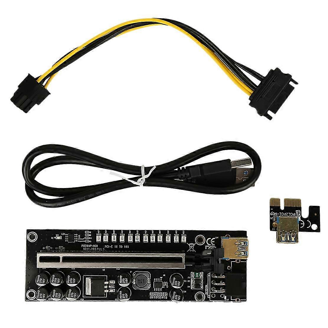 1 Stück V011 Pro Plus Pci-e 1x Bis 16x Usb3.0 60 Cm 6-pin-grafik-riser-karte Mit 10 Festkondensatoren