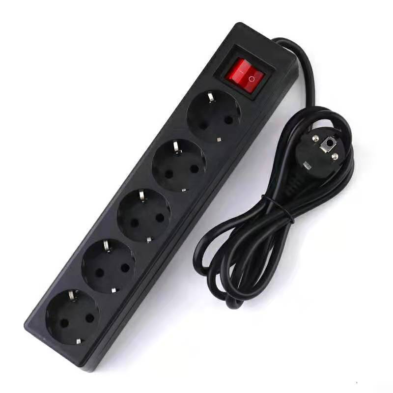 Bachmann Smart Verlängerungskabel, 5 Steckdosen, Schalter, Kindersicherung, Ip20, 3 M, H05vv-f 3g1,5mm², Schwarz