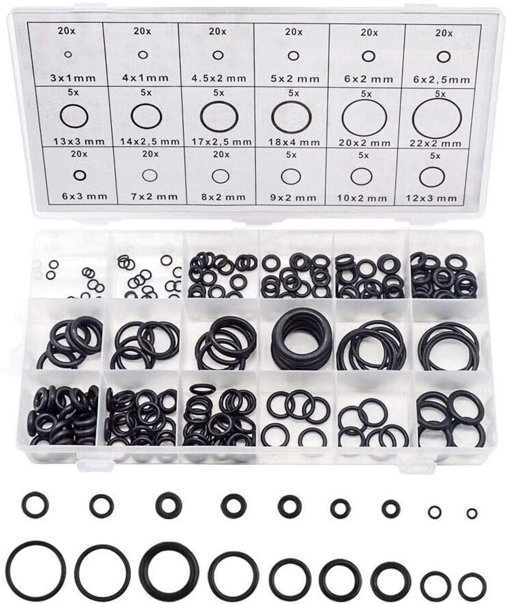 225-teiliges O-ring-set - 18 Größen - Nitrilkautschuk - Ölbeständig - In Praktischer Aufbewahrungsbox - Universelle Dichtungsringe Für Automobilindustrie, Sanitärbereich Und Industrie