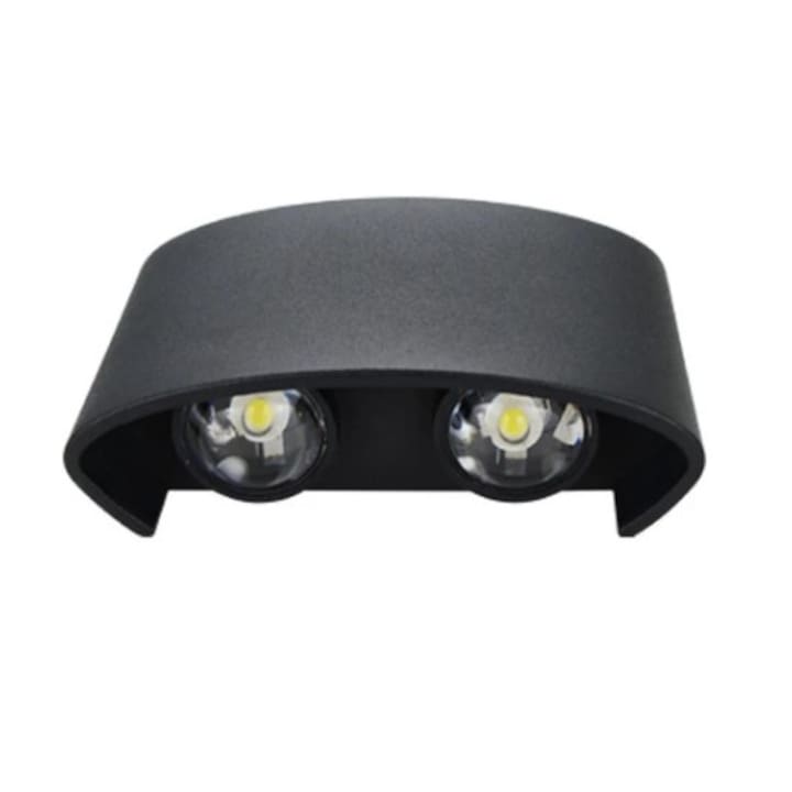 Led-wandleuchte, 4 W, Fassadenleuchte Mit Lupe, Schutzart Ip54, Warmweißes Licht (3000 K), Schwarz