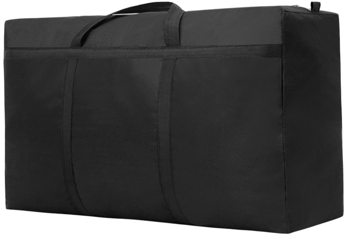 Große Einkaufstasche - 2 Reißverschlüsse - Polyester - Wäschesack - Groß - Einkaufstasche Mit Reißverschluss - Aufbewahrungstasche Und Organizer Für Bettdecken Und Kleidung - 75 X 48 X 28 Cm - Schwarz