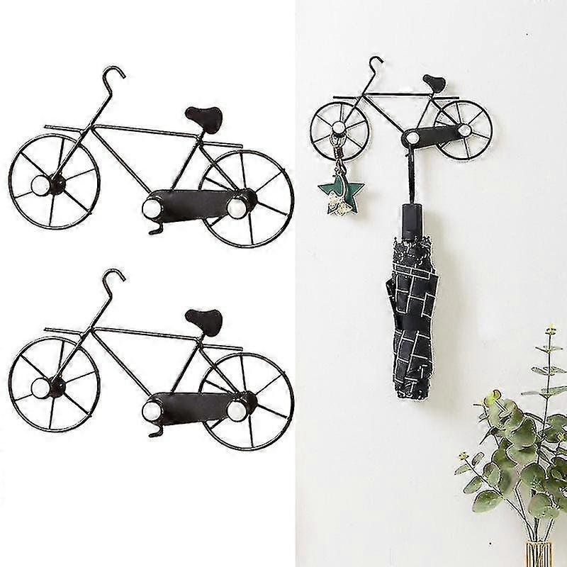 Eisen-fahrradhaken, Wandgarderobe, Fahrrad-förmiges Kleiderhakenregal, Dekorativer Fahrradhaken, 2 Stück (schwarz)