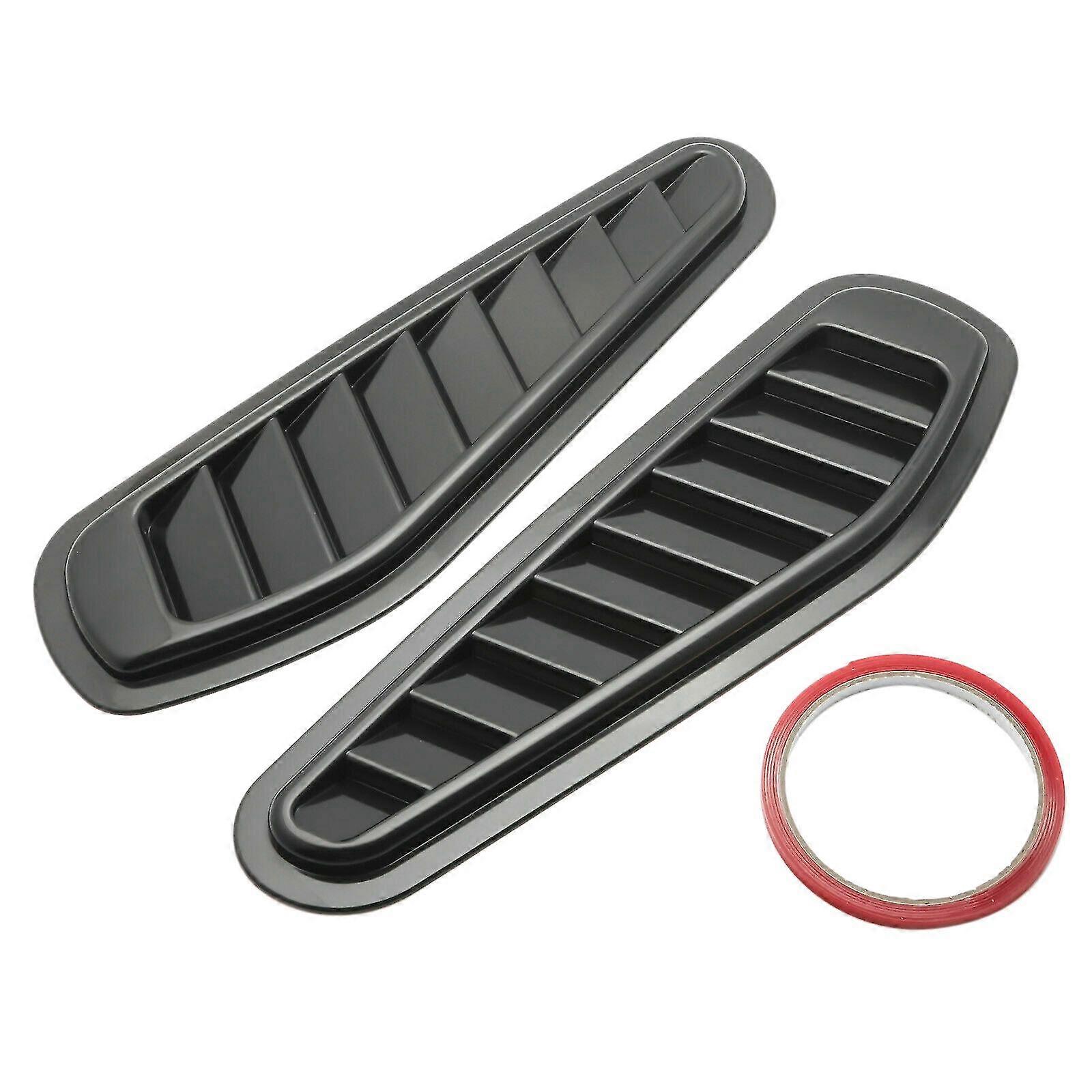 2 Stück Auto-simulation Air Vent Universal Glänzend Schwarz Sport Racing Flow Vent Hood Scoop Cover Trim