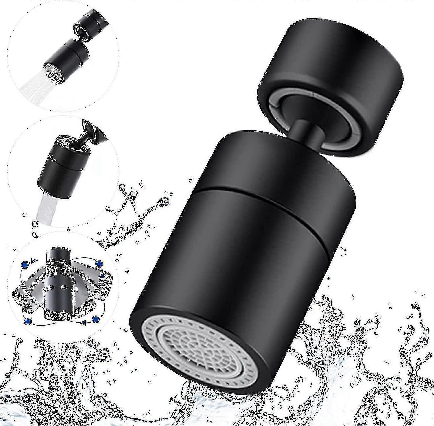 Wasserhahnbelüfter, 360-grad-drehgelenk, 2 Modi, Verstellbarer Küchenhahn-filtersprudler Für Küche Und Badezimmer, 22 Mm Innengewinde, Schwarz, 1 Stück