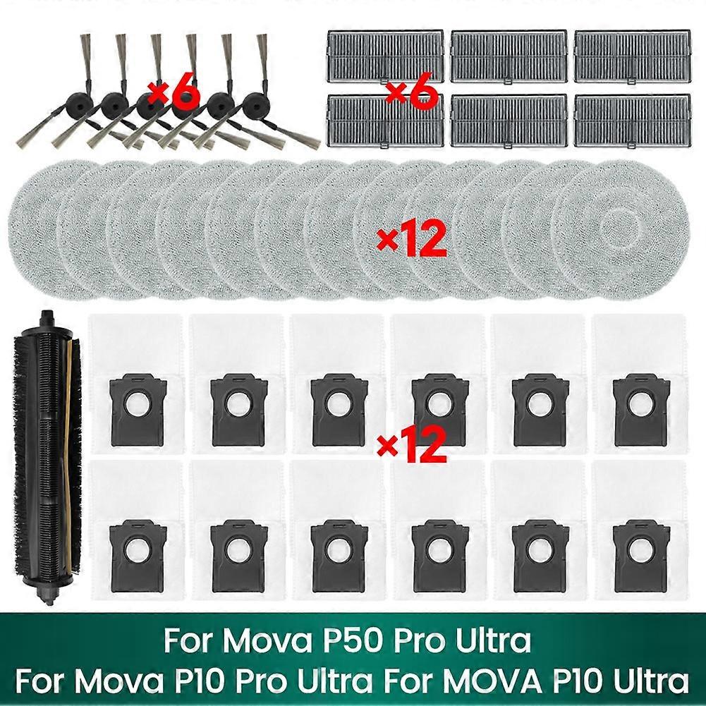 Zubehör Für Mova P50 Pro Ultra, Mova P10 Pro Ultra Und Mova P10 Ultra: Tricut-bürste, Hepa-filter, Reinigungstuch Und Staubbeutel.