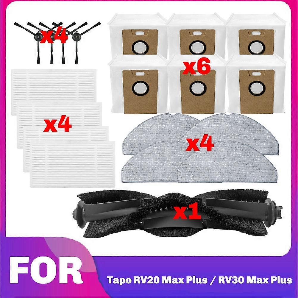 Ersatzteile Für Tp-link Tapo Rv30 Max Plus / Rv20 Max Plus / Rv30 Max / Rv20 Max Besen: Hauptseitenbürste, Hepa-filter Und Reinigungsbeutel.